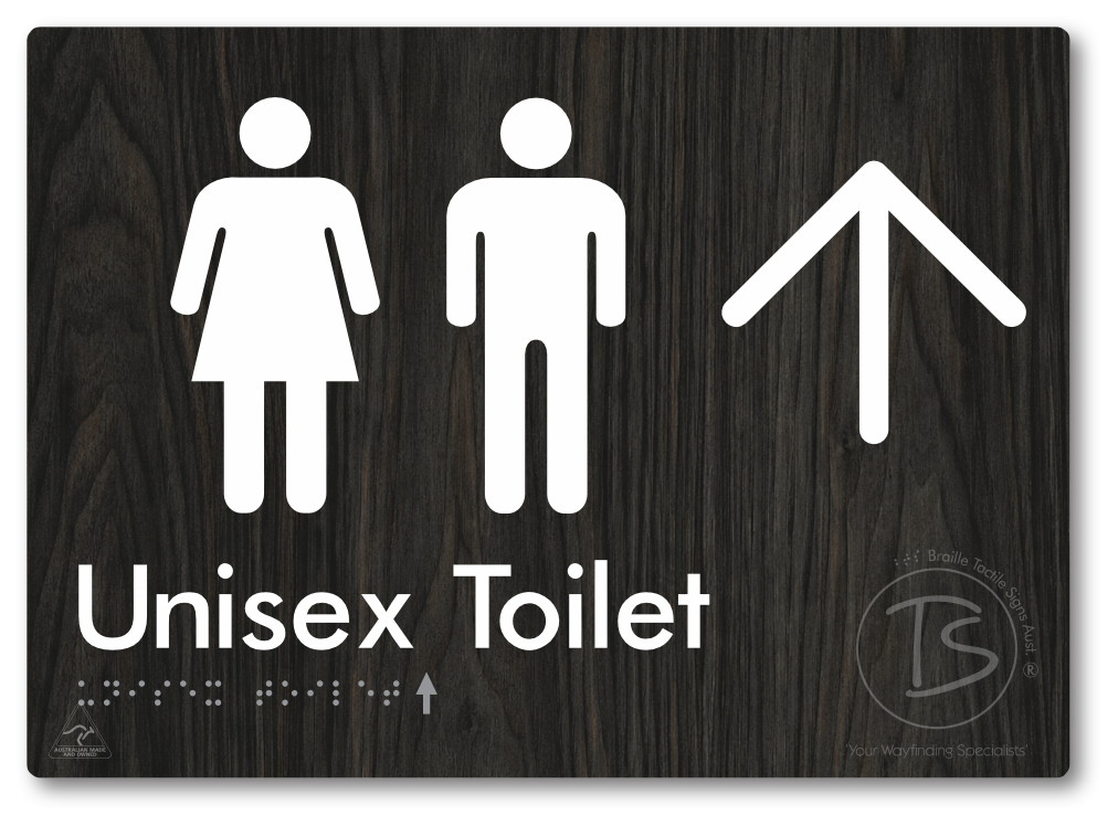 Unisex Toilet with Large Directional Arrow - Braille Tactile Signs Aust.