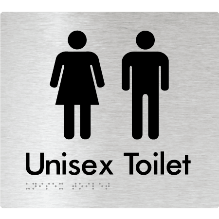 Braille Sign Unisex Toilet - Braille Tactile Signs (Aust) - BTS03-aliB - Fully Custom Signs - Fast Shipping - High Quality - Australian Made &amp; Owned
