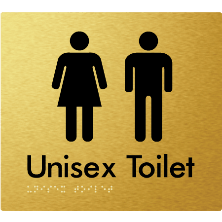 Braille Sign Unisex Toilet - Braille Tactile Signs (Aust) - BTS03-aliG - Fully Custom Signs - Fast Shipping - High Quality - Australian Made &amp; Owned