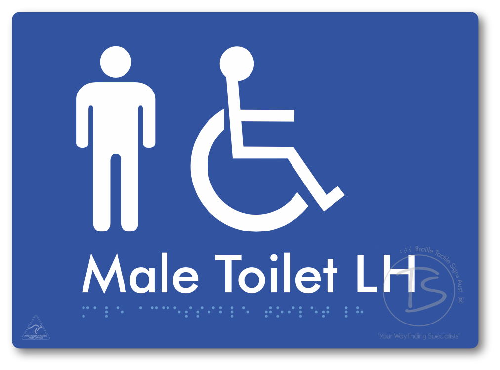 Male Accessible Toilet LH or RH - Braille Tactile Signs Aust.