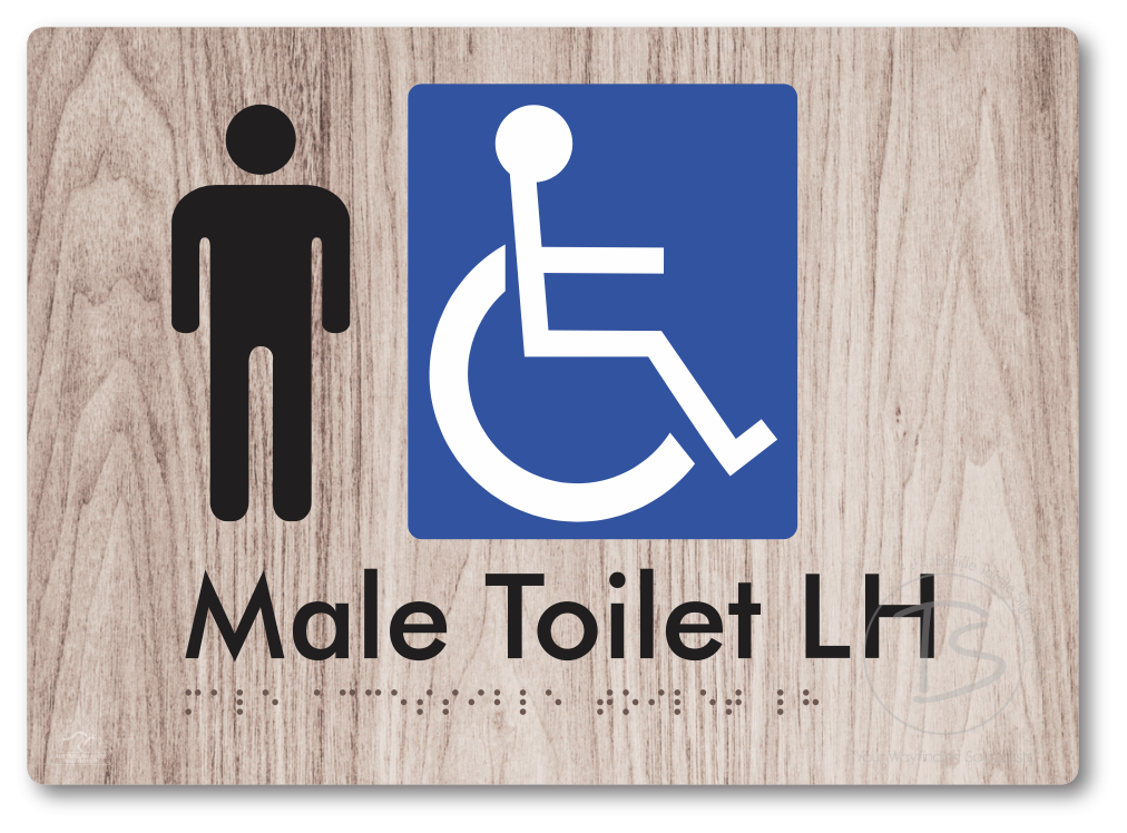 Male Accessible Toilet LH or RH - Braille Tactile Signs Aust.