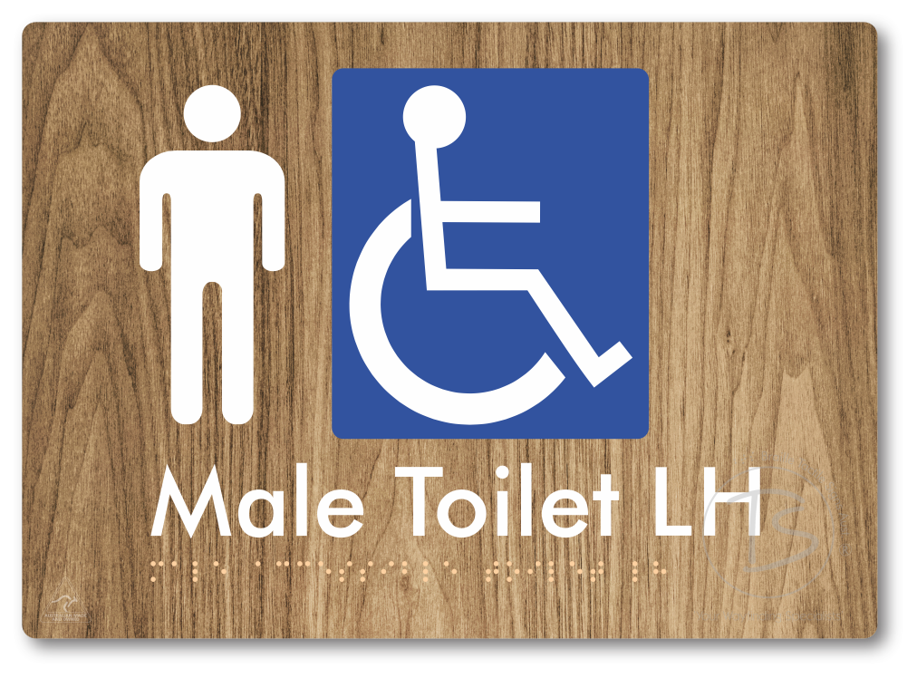 Male Accessible Toilet LH or RH - Braille Tactile Signs Aust.