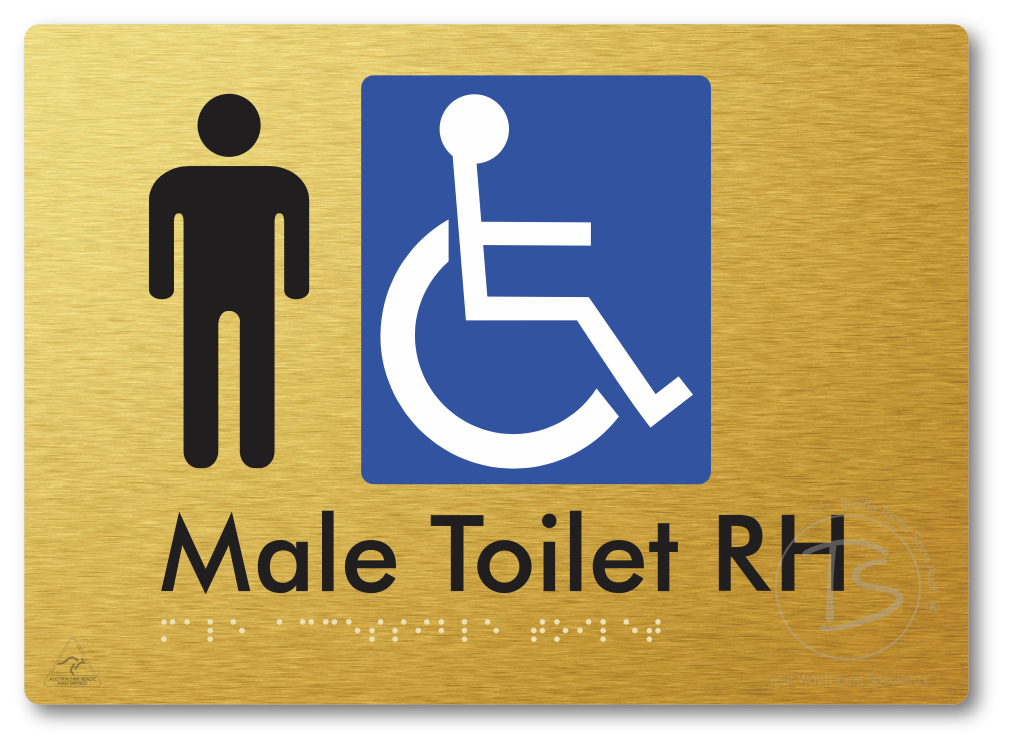 Male Accessible Toilet LH or RH - Braille Tactile Signs Aust.