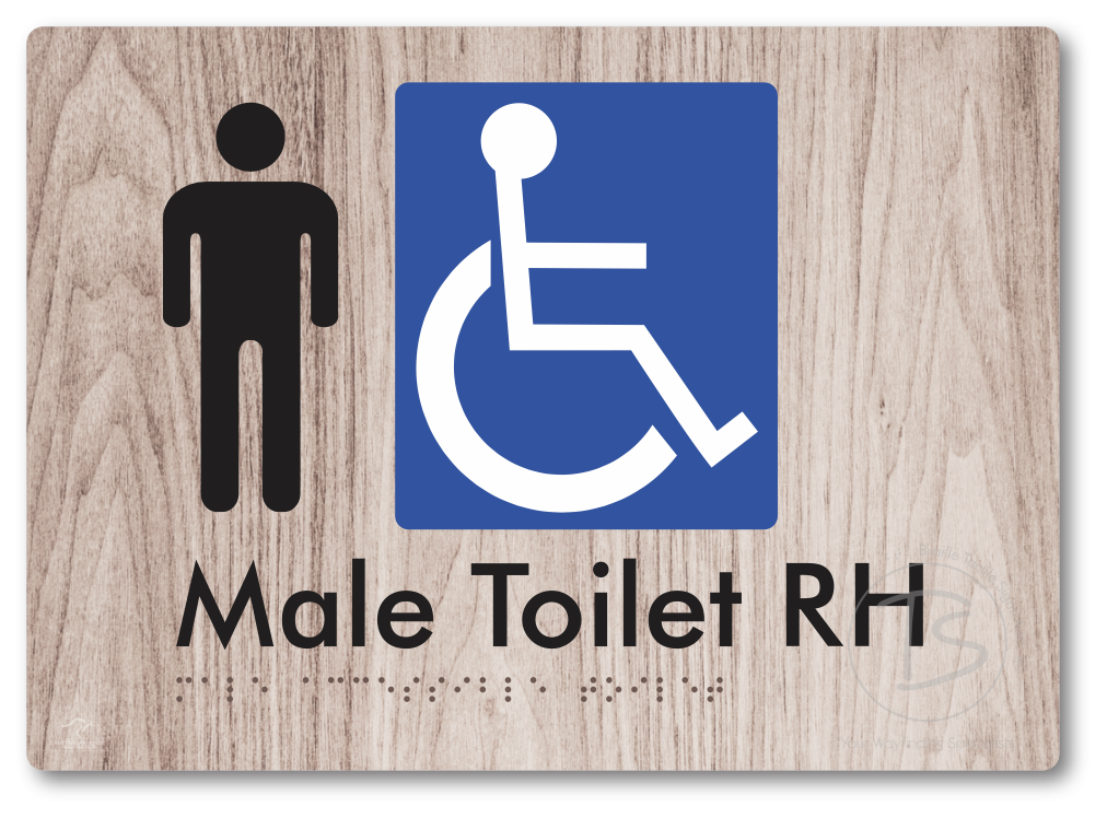Male Accessible Toilet LH or RH - Braille Tactile Signs Aust.