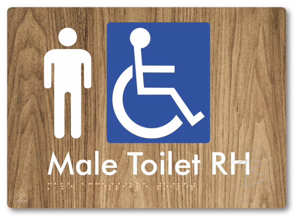 Male Accessible Toilet LH or RH - Braille Tactile Signs Aust.