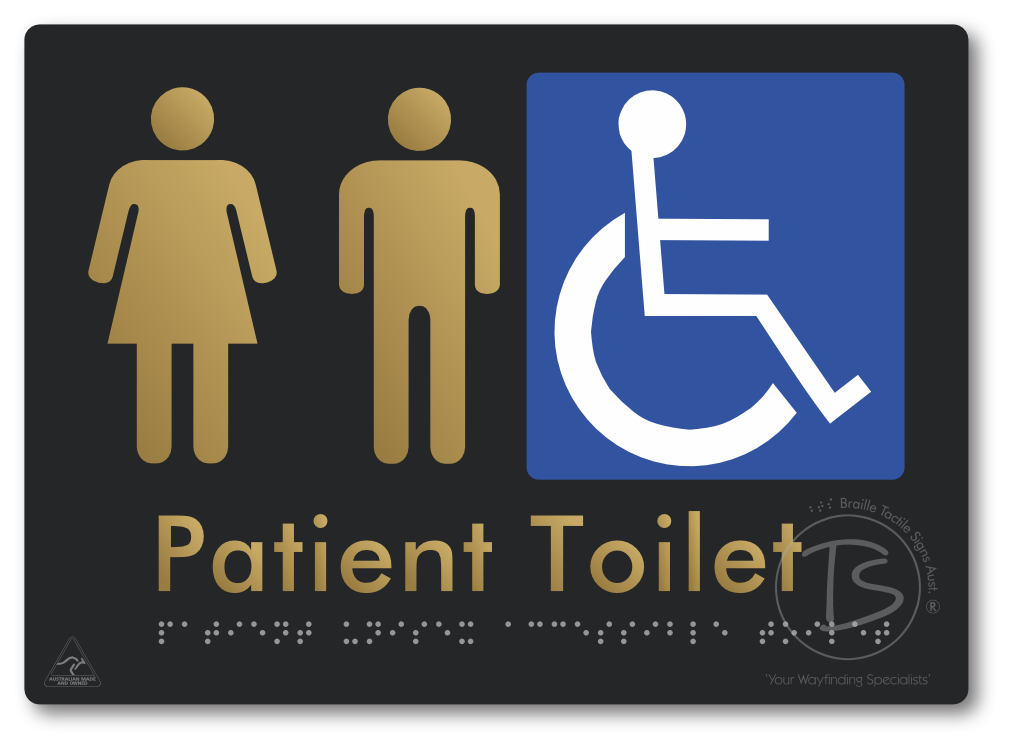 Patient Unisex Accessible Toilet - Braille Tactile Signs Aust.