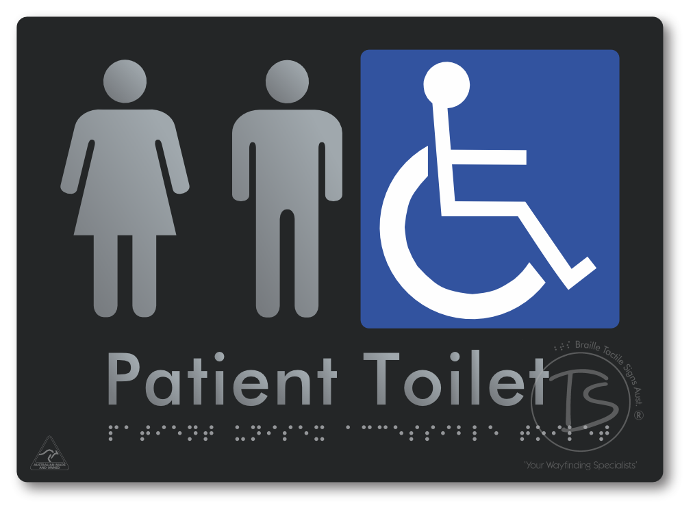 Patient Unisex Accessible Toilet - Braille Tactile Signs Aust.