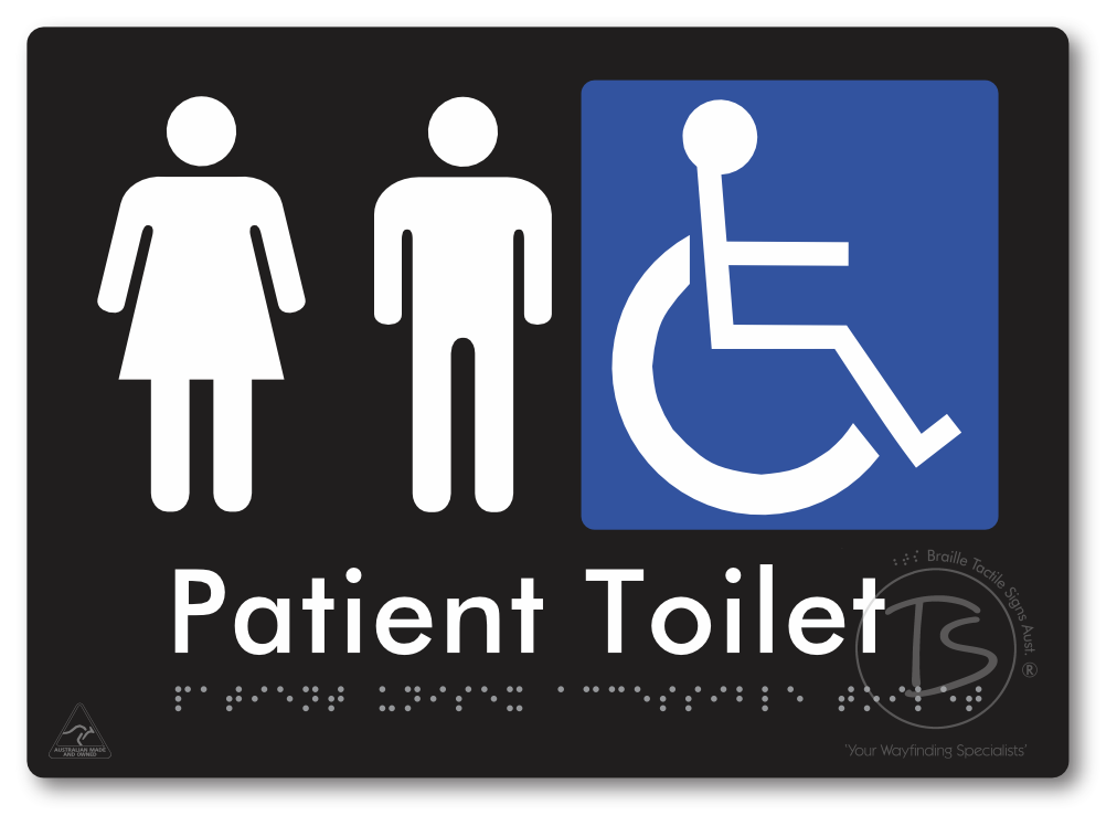 Patient Unisex Accessible Toilet - Braille Tactile Signs Aust.