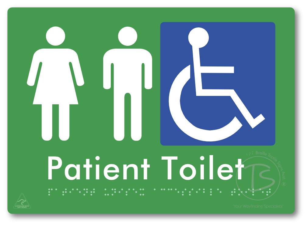 Patient Unisex Accessible Toilet - Braille Tactile Signs Aust.