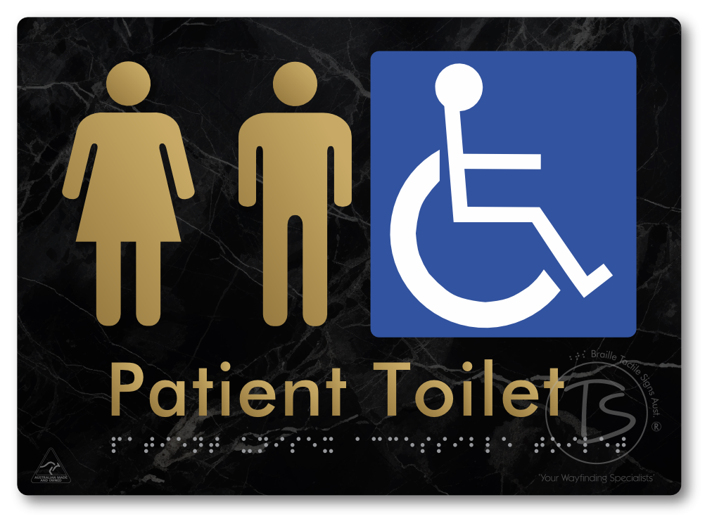 Patient Unisex Accessible Toilet - Braille Tactile Signs Aust.