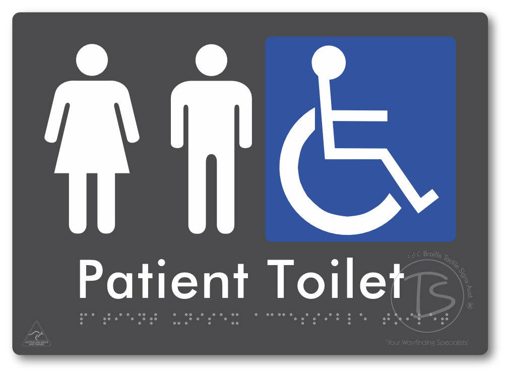 Patient Unisex Accessible Toilet - Braille Tactile Signs Aust.