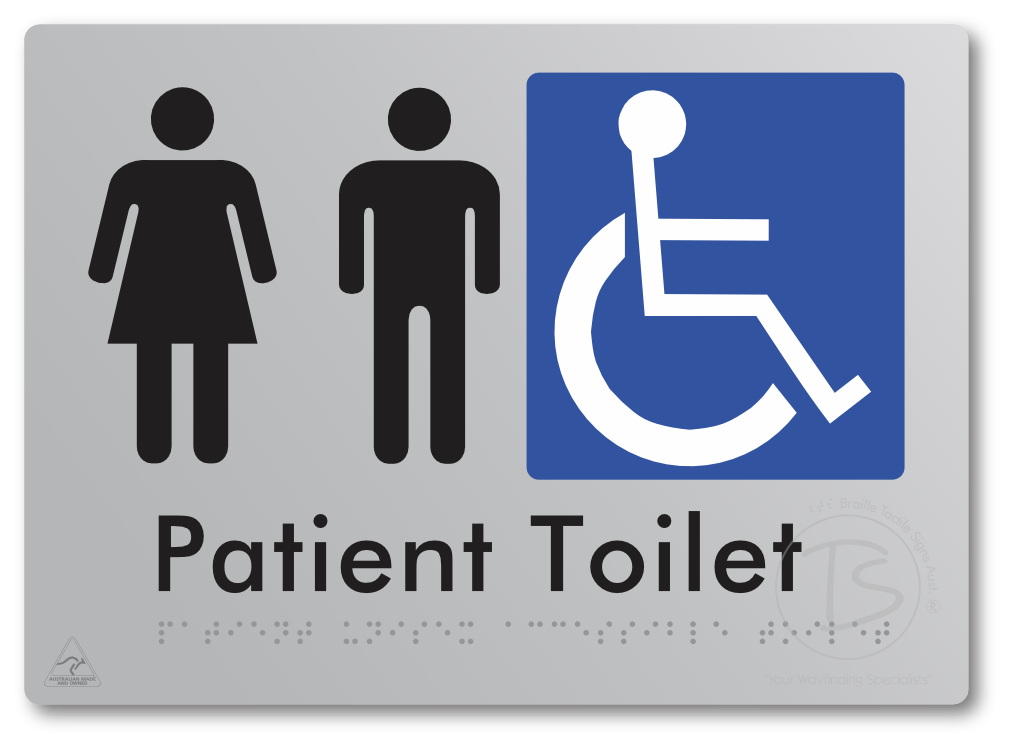 Patient Unisex Accessible Toilet - Braille Tactile Signs Aust.