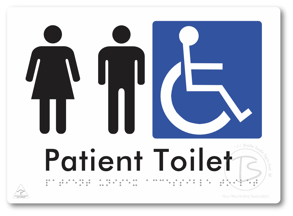 Patient Unisex Accessible Toilet - Braille Tactile Signs Aust.