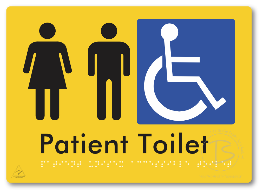 Patient Unisex Accessible Toilet - Braille Tactile Signs Aust.