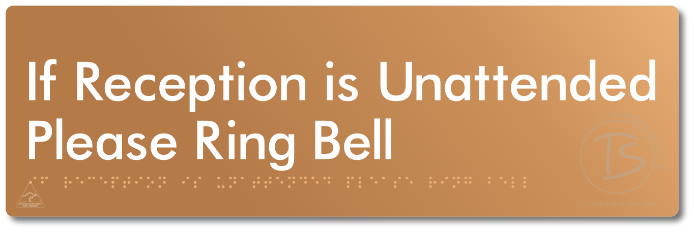 If Reception Is Unattended Please Ring Bell - Braille Tactile Signs Aust.