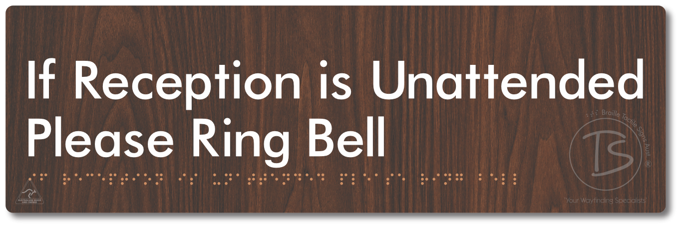 If Reception Is Unattended Please Ring Bell - Braille Tactile Signs Aust.