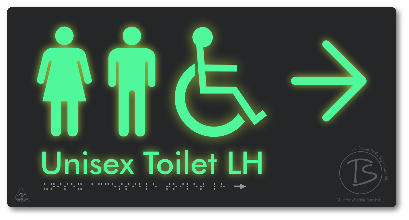 Unisex Accessible Toilet LH with Large Directional Arrow