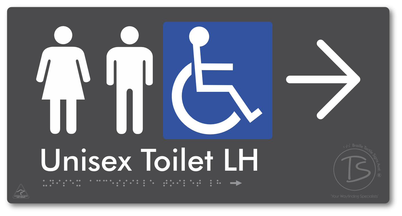 Unisex Accessible Toilet LH with Large Directional Arrow