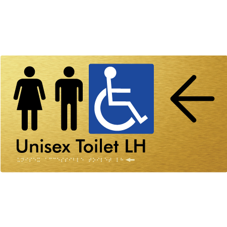 Unisex Accessible Toilet LH w/ Large Arrow - Braille Tactile Signs Aust.