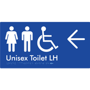 Unisex Accessible Toilet LH w/ Large Arrow - Braille Tactile Signs Aust.