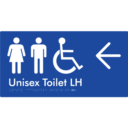 Unisex Accessible Toilet LH w/ Large Arrow - Braille Tactile Signs Aust.