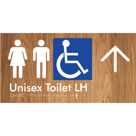 Unisex Accessible Toilet LH w/ Large Arrow - Braille Tactile Signs Aust.