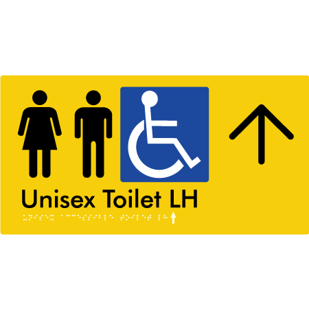 Unisex Accessible Toilet LH w/ Large Arrow - Braille Tactile Signs Aust.