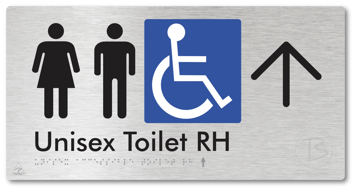 Unisex Accessible Toilet RH with Large Directional Arrow - Braille Tactile Signs Aust.