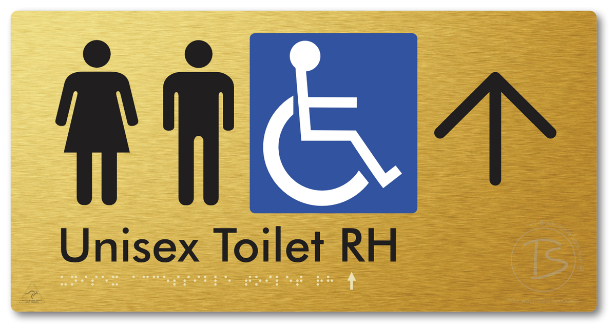 Unisex Accessible Toilet RH with Large Directional Arrow - Braille Tactile Signs Aust.