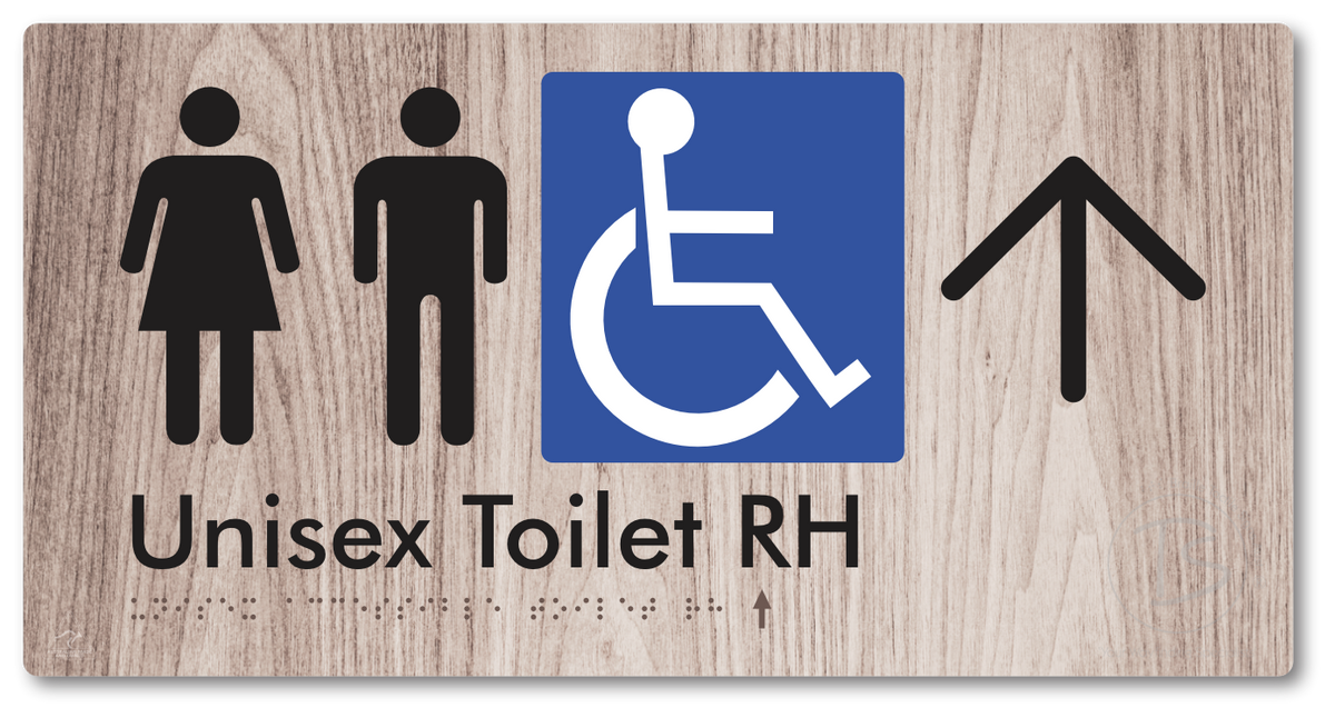 Unisex Accessible Toilet RH with Large Directional Arrow - Braille Tactile Signs Aust.