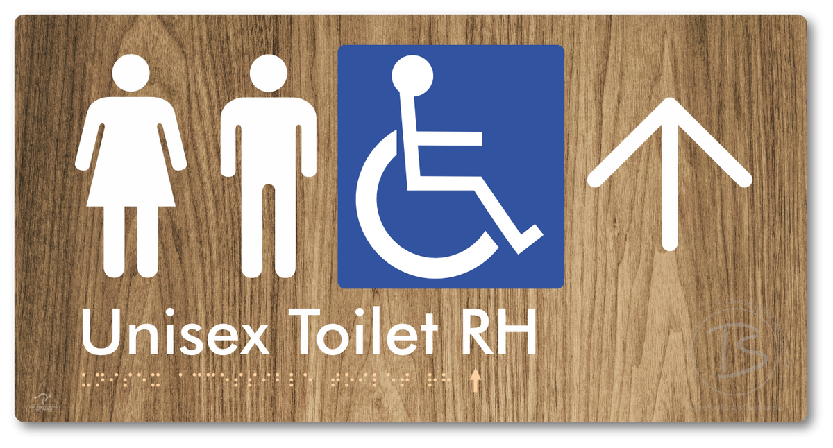 Unisex Accessible Toilet RH with Large Directional Arrow - Braille Tactile Signs Aust.
