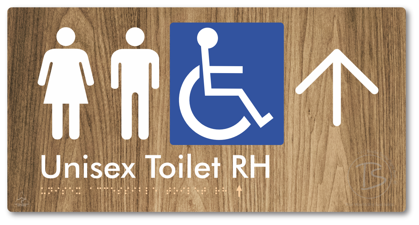 Unisex Accessible Toilet RH with Large Directional Arrow - Braille Tactile Signs Aust.