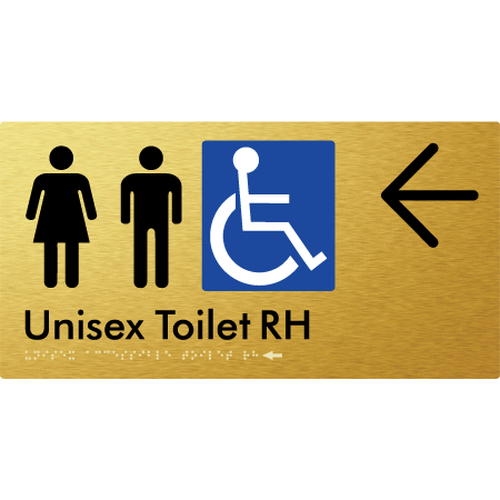 Unisex Accessible Toilet RH with Large Directional Arrow - Braille Tactile Signs Aust.