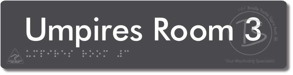 Umpires Room 3 - Braille Tactile Signs Aust.