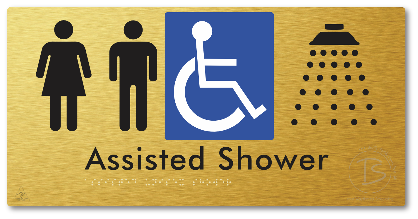 Assisted Unisex Shower - Braille Tactile Signs Aust.