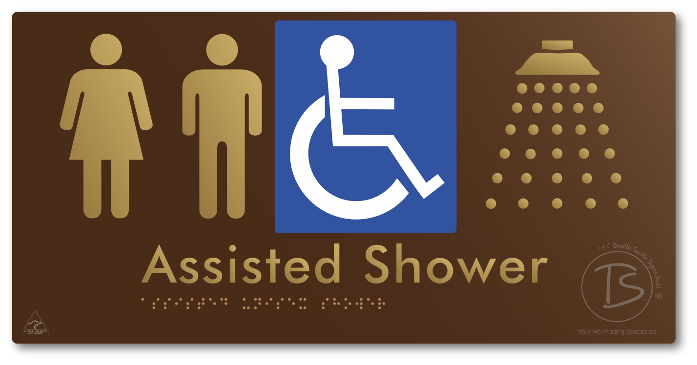 Assisted Unisex Shower - Braille Tactile Signs Aust.