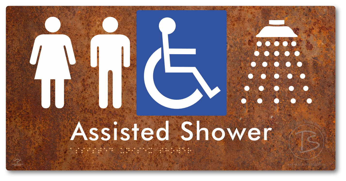 Assisted Unisex Shower - Braille Tactile Signs Aust.