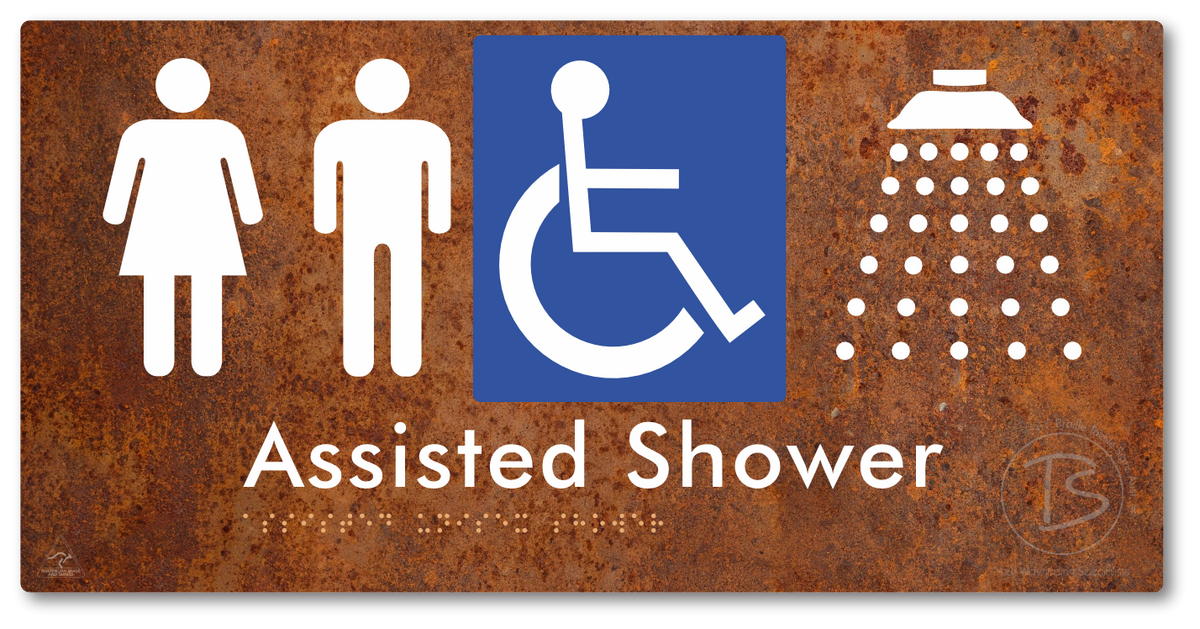 Assisted Unisex Shower - Braille Tactile Signs Aust.