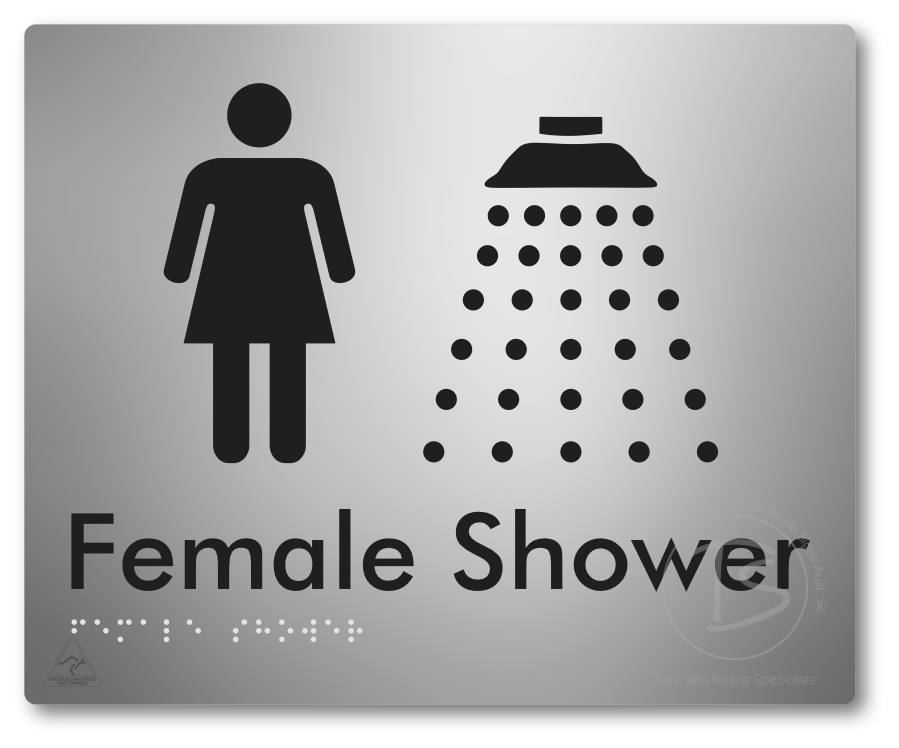 Female Shower - Braille Tactile Signs Aust.