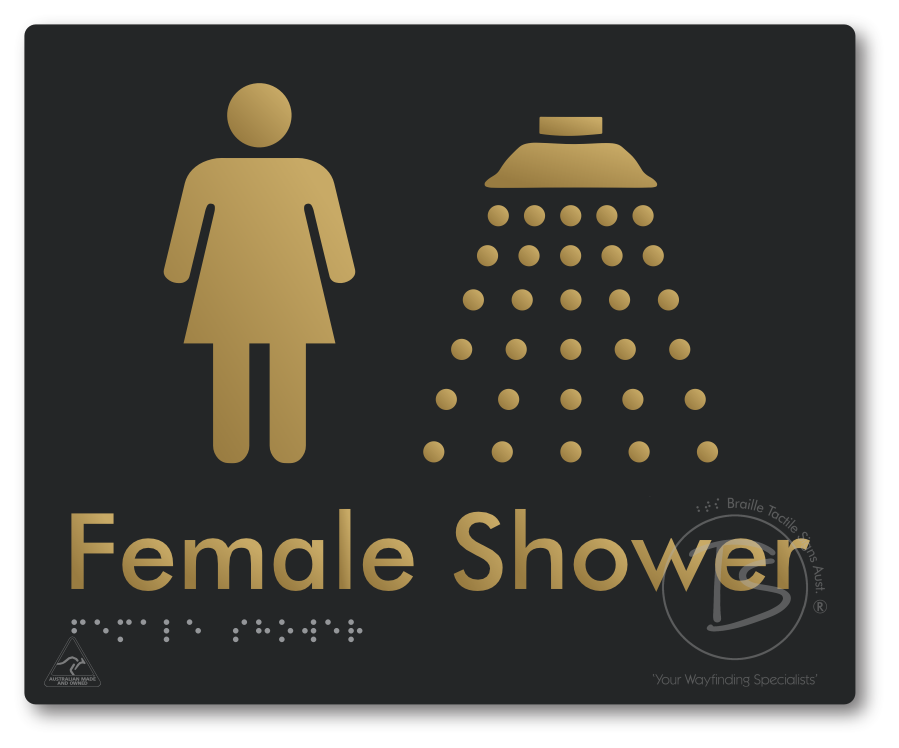 Female Shower - Braille Tactile Signs Aust.