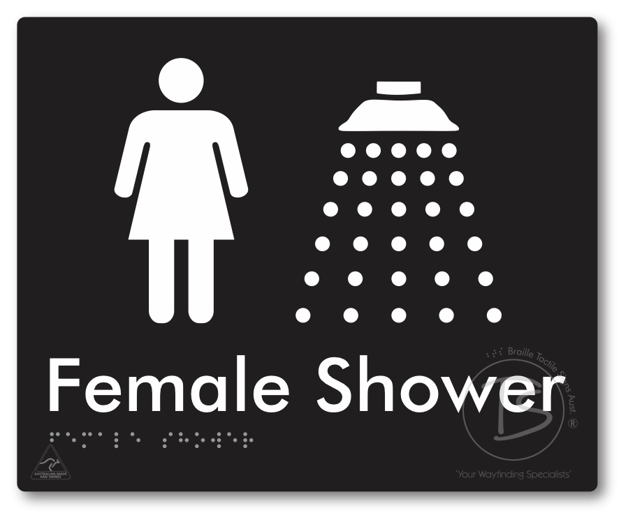 Female Shower - Braille Tactile Signs Aust.