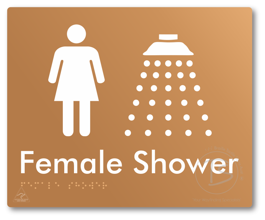 Female Shower - Braille Tactile Signs Aust.