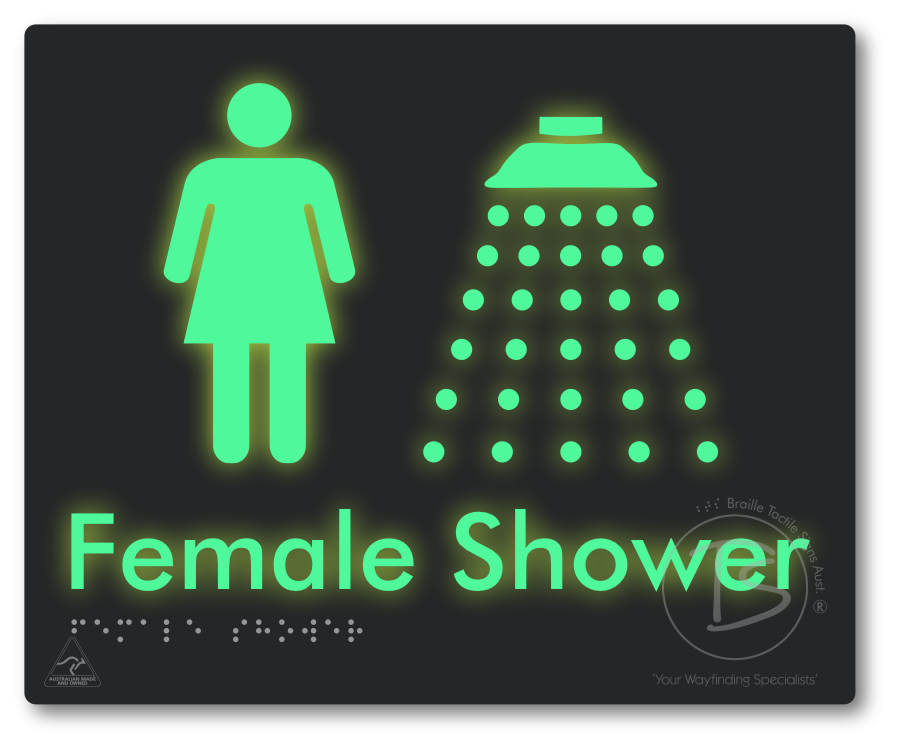 Female Shower - Braille Tactile Signs Aust.