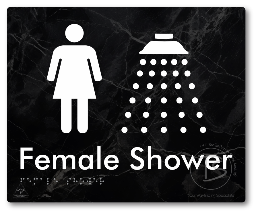 Female Shower - Braille Tactile Signs Aust.