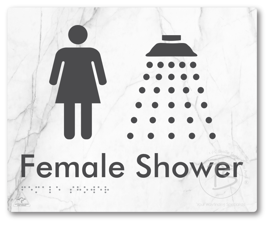 Female Shower - Braille Tactile Signs Aust.
