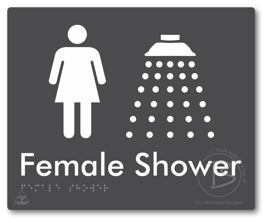 Female Shower - Braille Tactile Signs Aust.