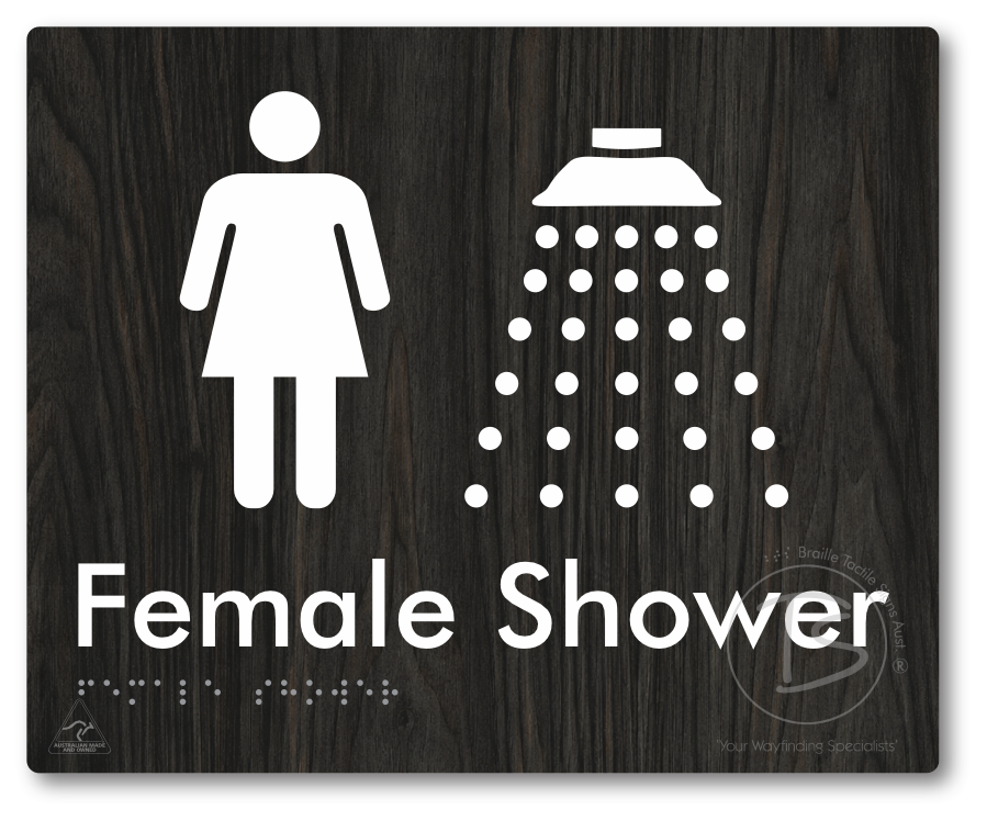 Female Shower - Braille Tactile Signs Aust.