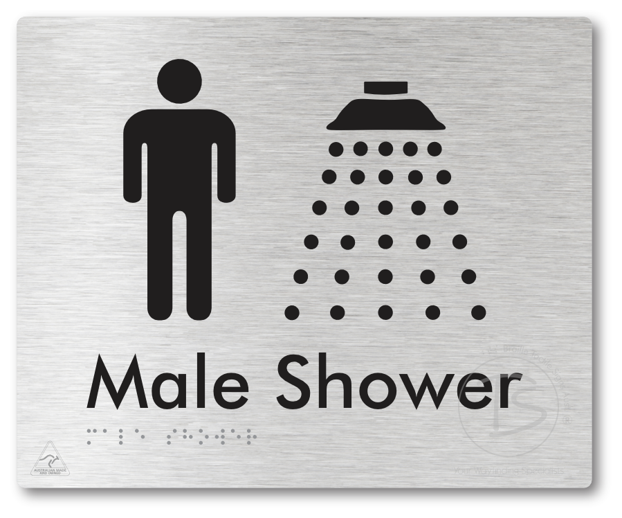Male Shower - Braille Tactile Signs Aust.