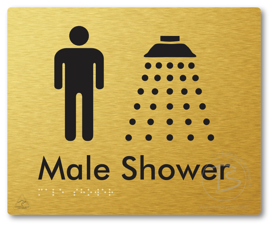 Male Shower - Braille Tactile Signs Aust.