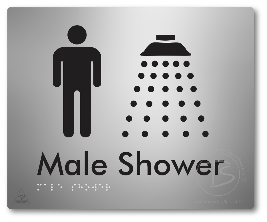 Male Shower - Braille Tactile Signs Aust.